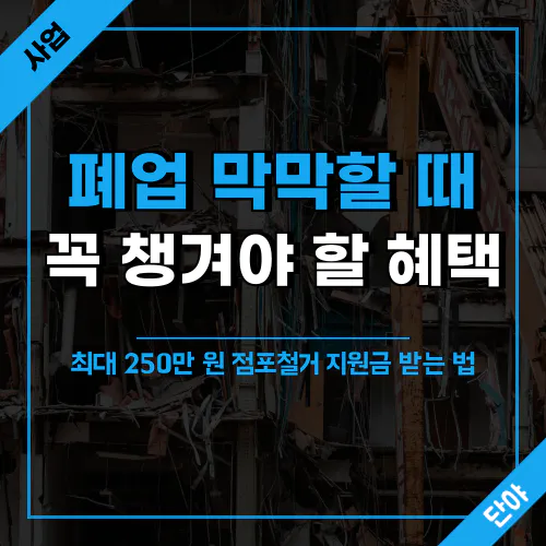 소상공인시장진흥공단의 폐업점포 철거비 최대 250만원 지원