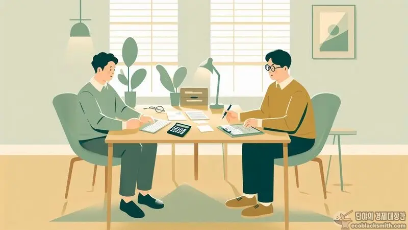 기초생활수급자 재산기준 계산을 위한 전문 상담 진행 모습