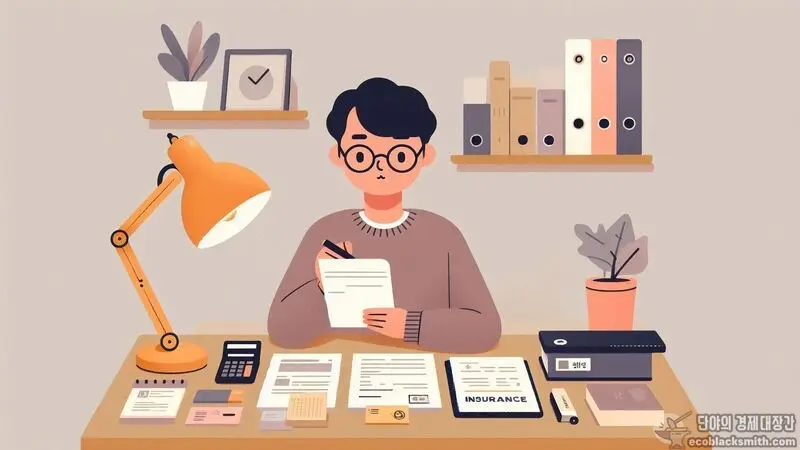 기초연금 소득인정액 계산을 위해 서류를 검토하는 모습