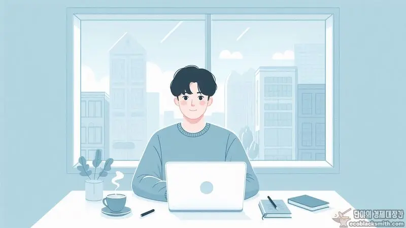 지역별 기본재산액 정보를 찾아보는 집중된 카페 풍경