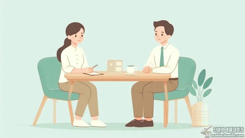 기초수급자가 받을 수 있는 추가 지원에 대해 상담받는 희망적인 상황