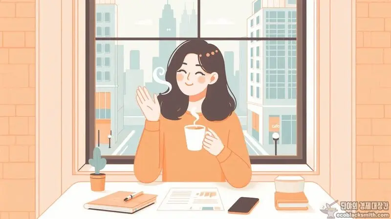 가족관계 단절 증명 절차를 마치고 안도감을 느끼는 여성의 모습