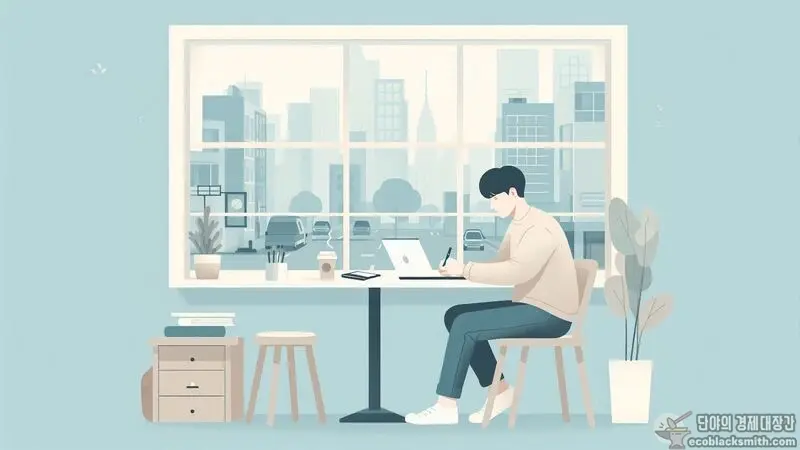 카페에서 소비쿠폰 지급일정과 신청방법을 확인하는 모습