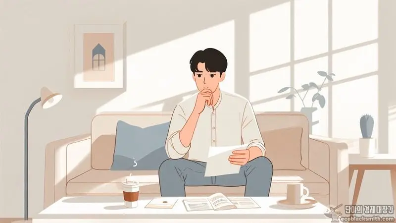 실직 후 기초생활수급자가 실업급여 신청을 고민하는 모습