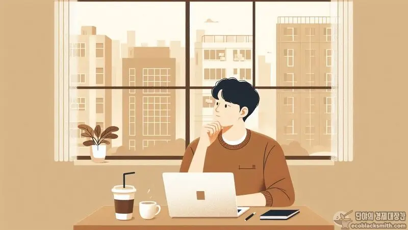 청년 주거급여를 고민하며 독립 계획을 세우는 젊은이의 모습