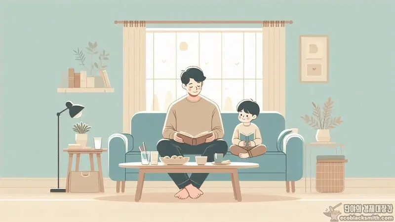 한부모가정 혜택을 받을 수 있는 아버지와 자녀의 평범한 일상 모습