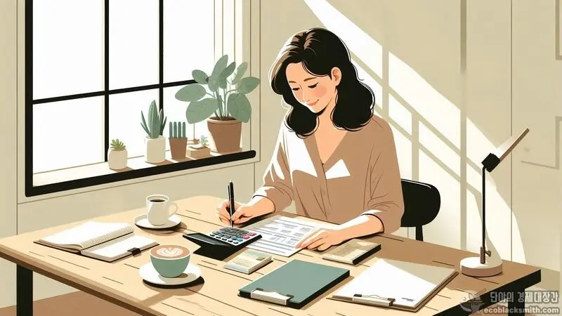 연금 수급 후 생계급여 변화를 계산기로 확인하는 모습