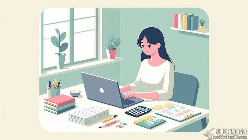 기초생활수급자 소득기준과 실업급여 계산하는 모습