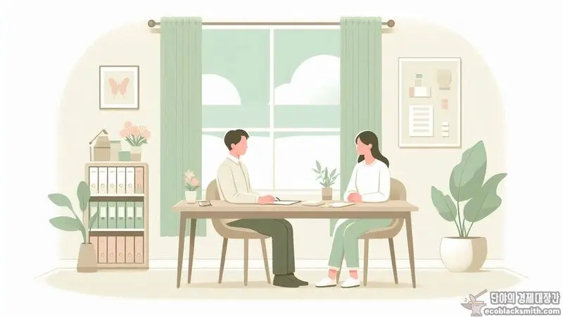 복지상담소에서 장애인사용자동차 혜택에 대해 안심하며 상담받는 모습
