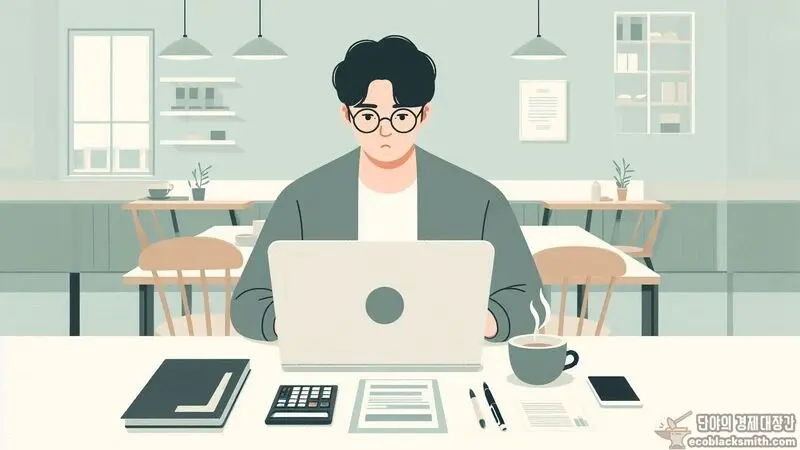 재산환산율 차이를 계산기로 비교 분석하는 모습