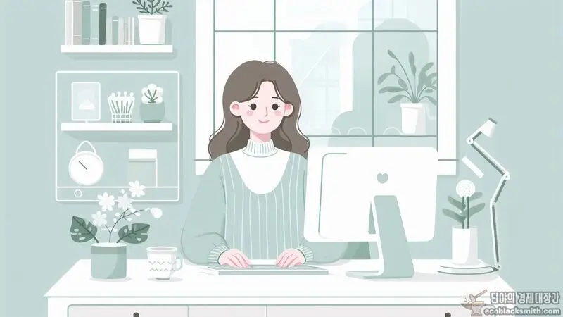 홈오피스에서 온라인으로 편리하게 신청하는 여성의 모습