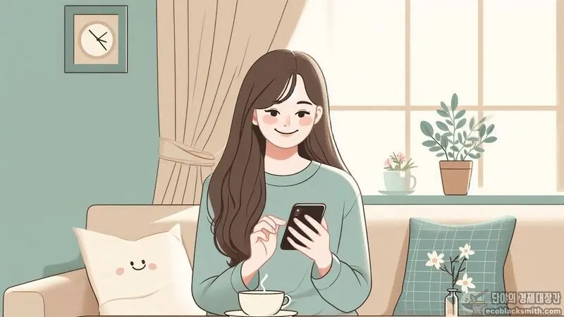 기초생활수급자가 안심하고 정기예금을 검토하는 일상 모습