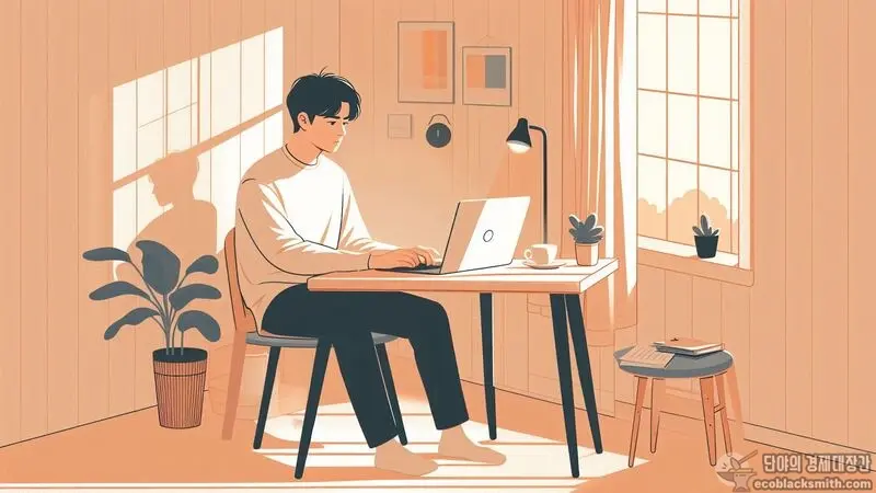 자활대체근무를 고민하며 진로 전환을 결정하려는 모습
