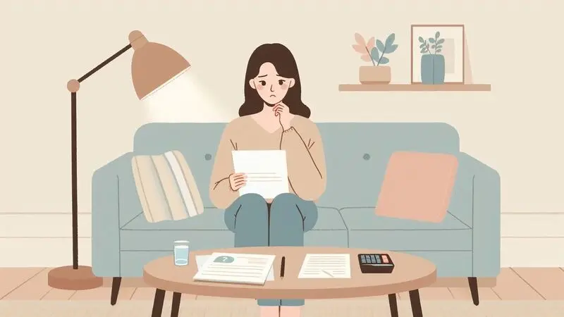 전세 거주하며 기초생활수급자 신청을 고민하는 여성이 서류를 검토하는 모습