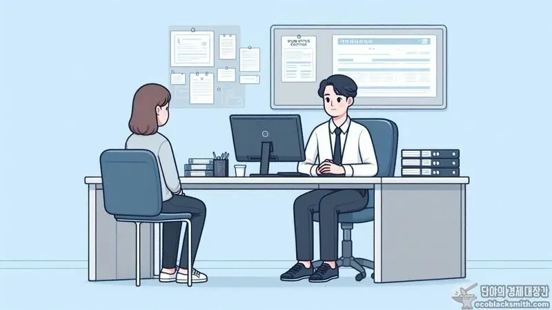 부양의무자 관련 상담을 위해 관공서를 방문한 모습