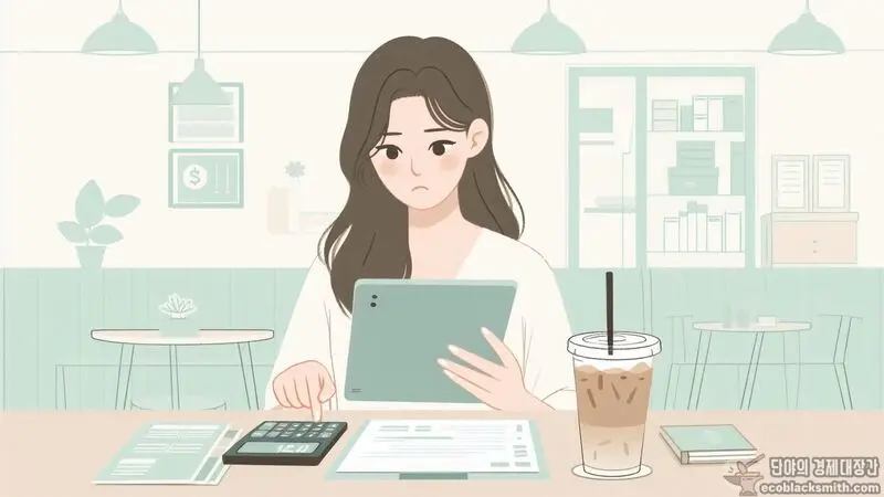 배달라이더 조건부과유예 소득 기준을 꼼꼼히 계산하는 모습