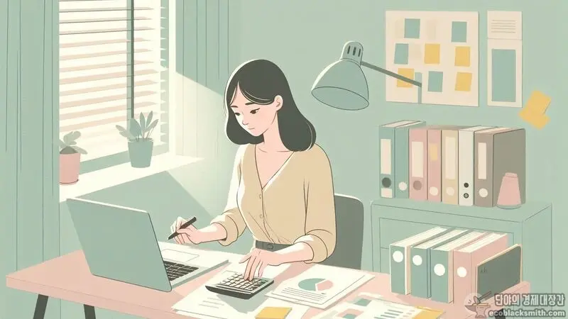 소득인정액 계산과 공제혜택을 검토하는 서류 정리 작업