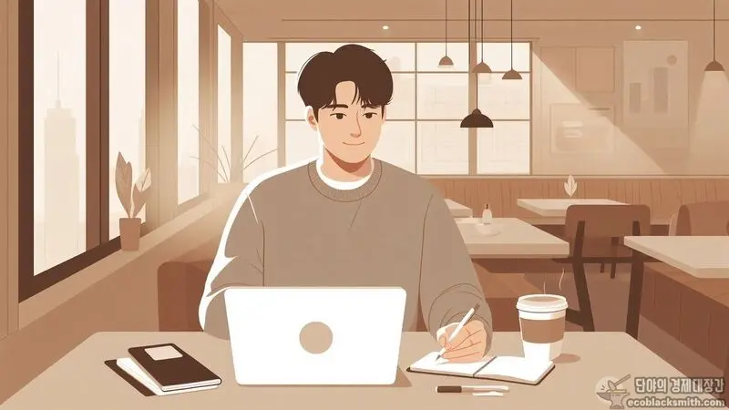 장기예금 상품 가입을 위한 계획을 세우는 신중한 모습
