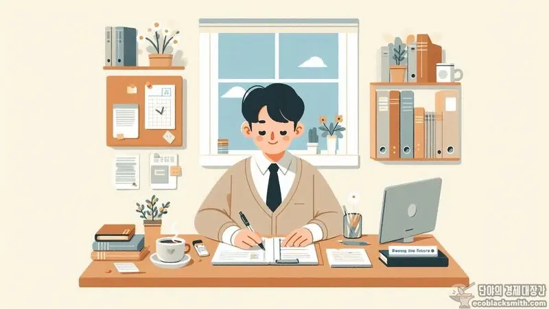 기초생활수급자가 체계적인 재산관리 계획을 세우는 모습