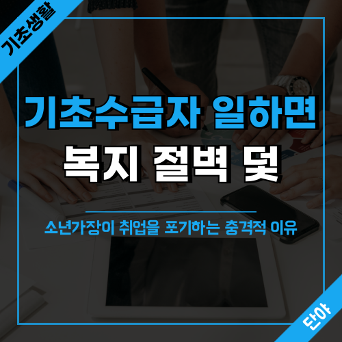 기초수급자가 일하면 수급비가 끊기는 복지 절벽 현상으로 인해 소년가장이 취업을 기피하는 이유와 생계급여 감액, 의료급여 상실 문제를 분석한 내용