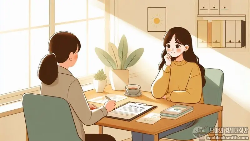 국민연금 납부 이력이 있는 시민이 기초생활수급자 상담을 받는 모습
