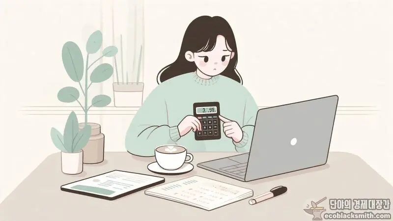 실업급여로 인한 생계급여 감소 금액을 계산하는 모습
