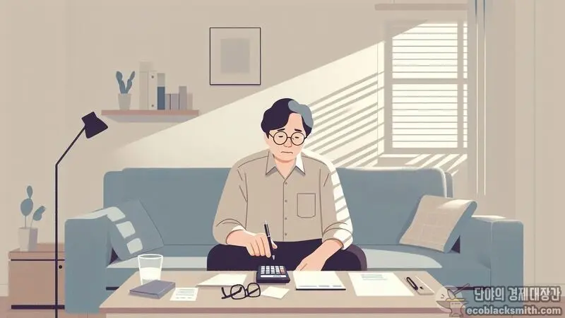 국민연금 수령 시기를 고민하며 생계급여 변화를 계산하는 모습