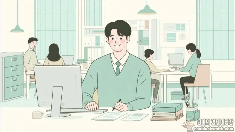 사무실에서 업무 중인 남성, 새로운 일자리 시작을 표현