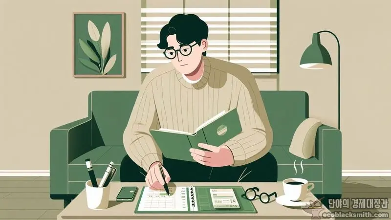 수급비 지급일을 달력과 통장으로 차분하게 확인하는 모습