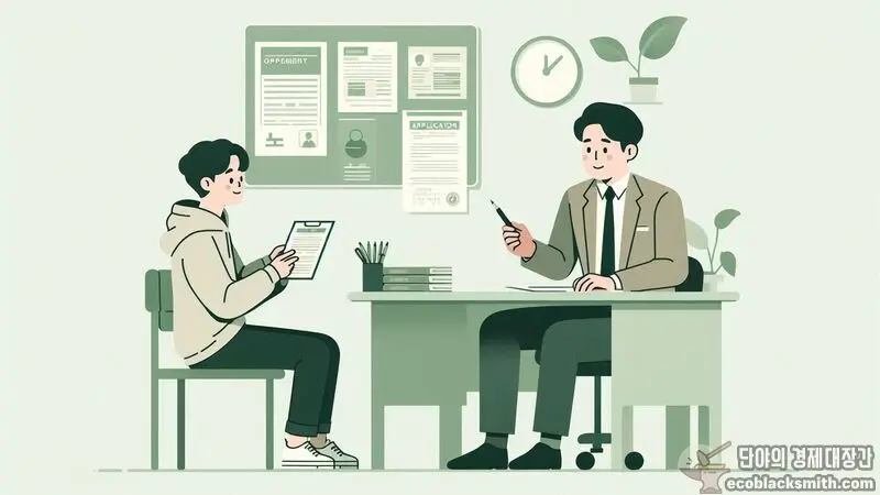 주민센터에서 소득신고 상담을 받는 기초수급자 대학생
