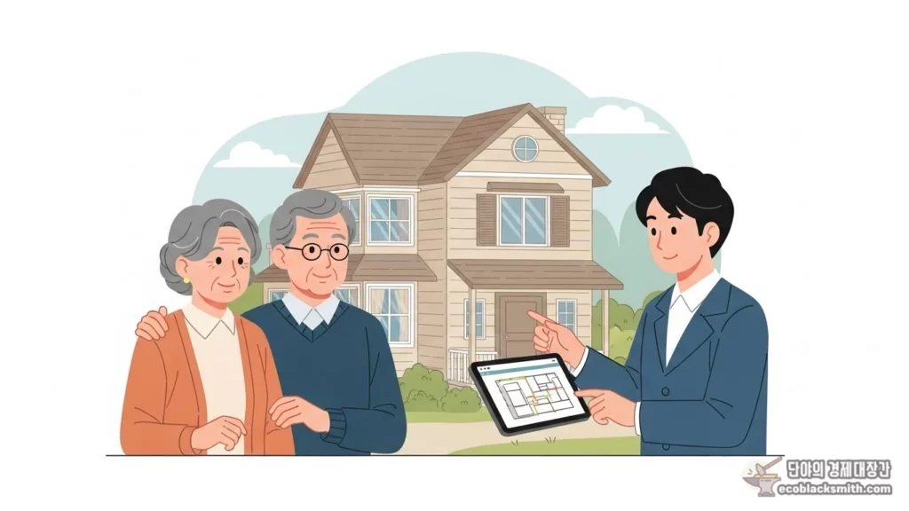 자가 주택 소유자가 수선유지급여로 집 수리 상담을 받는 모습