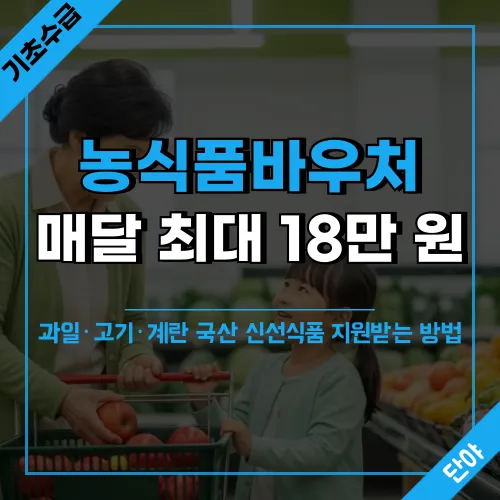 할머니와 손자가 마트 과일코너에서 신선한 사과를 장바구니에 담는 모습