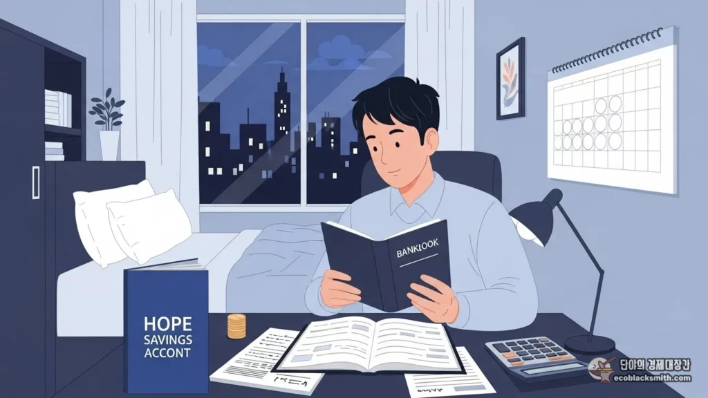 희망저축계좌로 미래를 계획하는 수급자의 모습