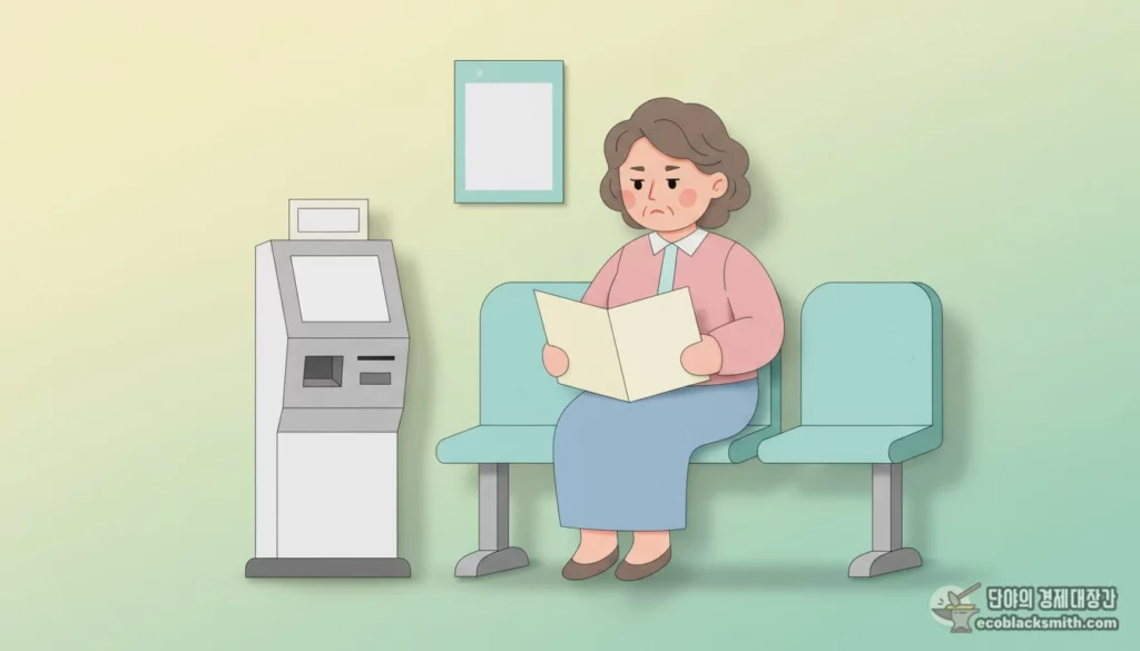 유족연금 수급요건을 확인하기 위해 민원 창구에서 상담을 기다리는 모습