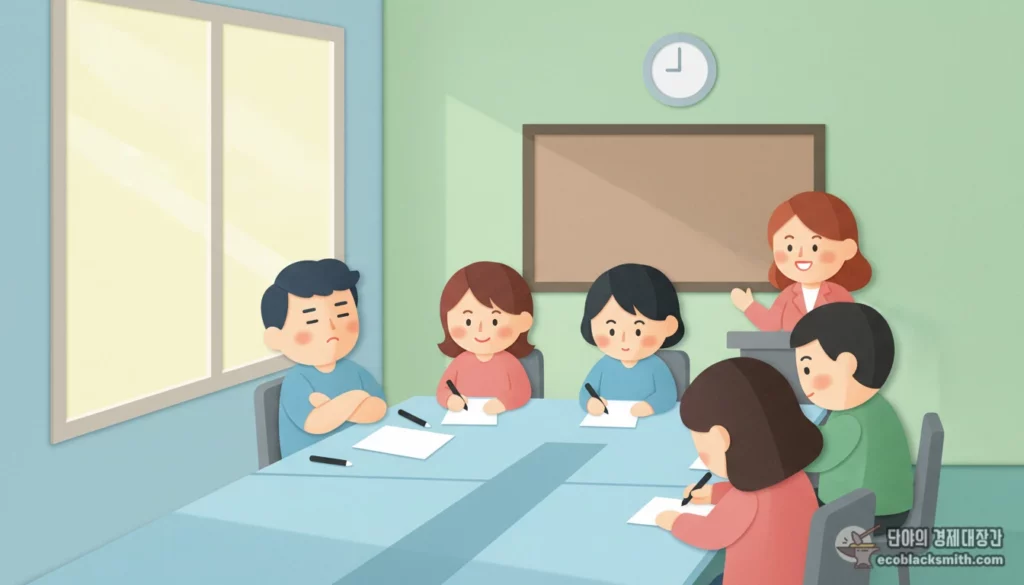 자활사업 참여 조건 이행 기준 교육을 받는 참여자들
