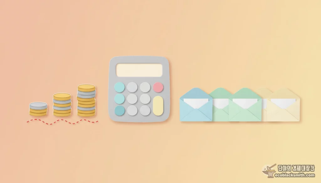 배당금 소득 인정 기준 24만원을 상징하는 동전과 계산기 배치