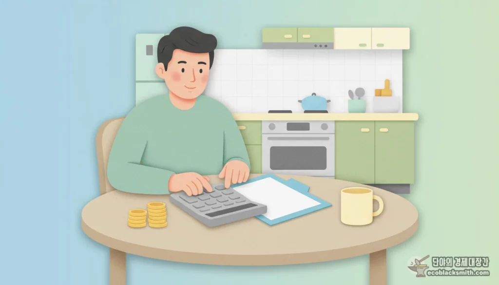 소득인정액을 계산하는 모습으로 기초수급자 급여 산출 과정을 보여줌