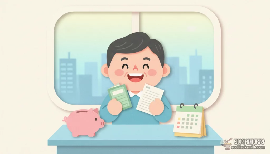 기초수급자 금융재산 저축 공제를 활용해 자금을 관리하는 장면