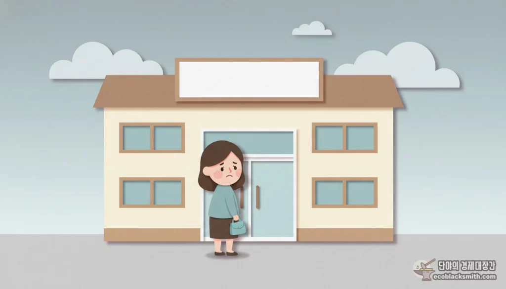 자활사업 재참여 제한 통보를 받은 후 센터를 나서는 참여자