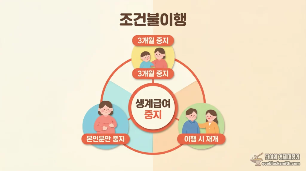 조건부수급자의 생계급여 중지 기준과 재개 조건 요약