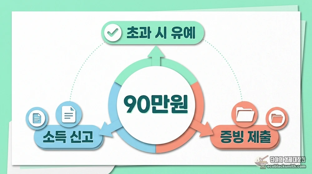 배달 소득 월 90만원 초과 시 조건부과유예 신청 조건 요약