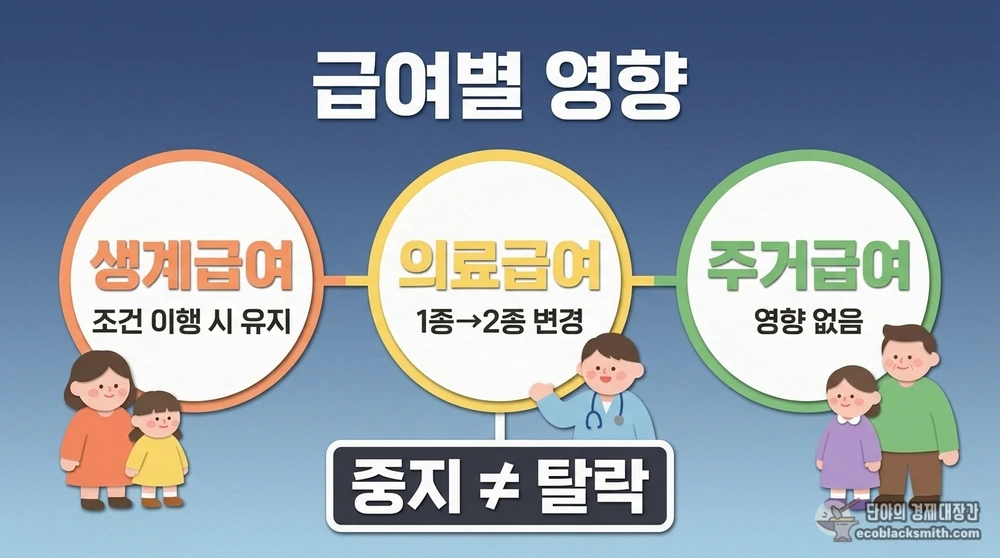 근로능력 있음 판정 시 생계급여·의료급여·주거급여별 변동 사항 비교 요약