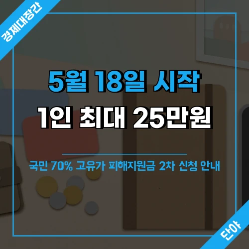 5월 18일 시작 1인 최대 25만원 고유가 피해지원금 2차 신청 안내 섬네일