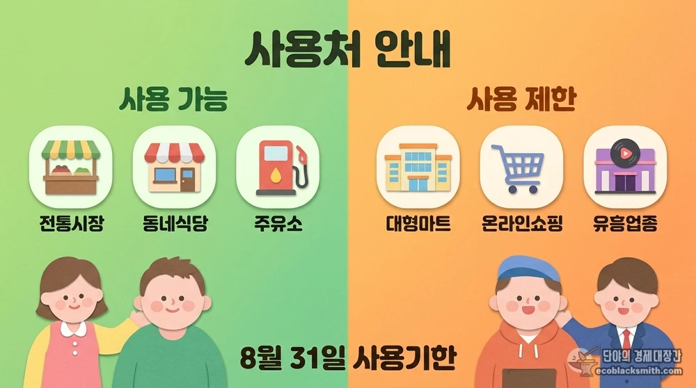 고유가 피해지원금 사용처 사용 가능 업종과 제한 업종 비교