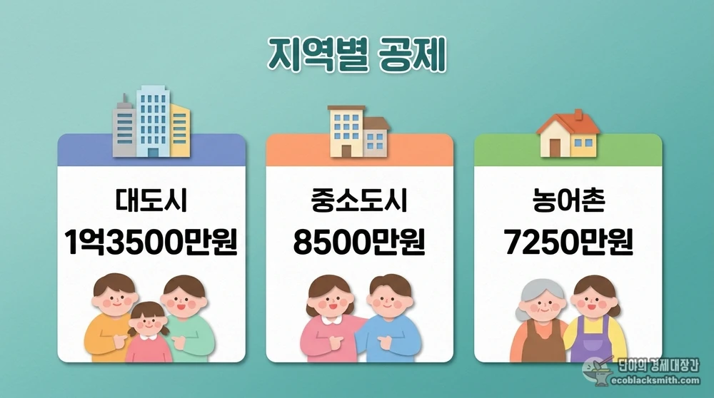 대도시 중소도시 농어촌 기본재산액 공제 차이를 정리한 소득인정액 관련 정보 카드
