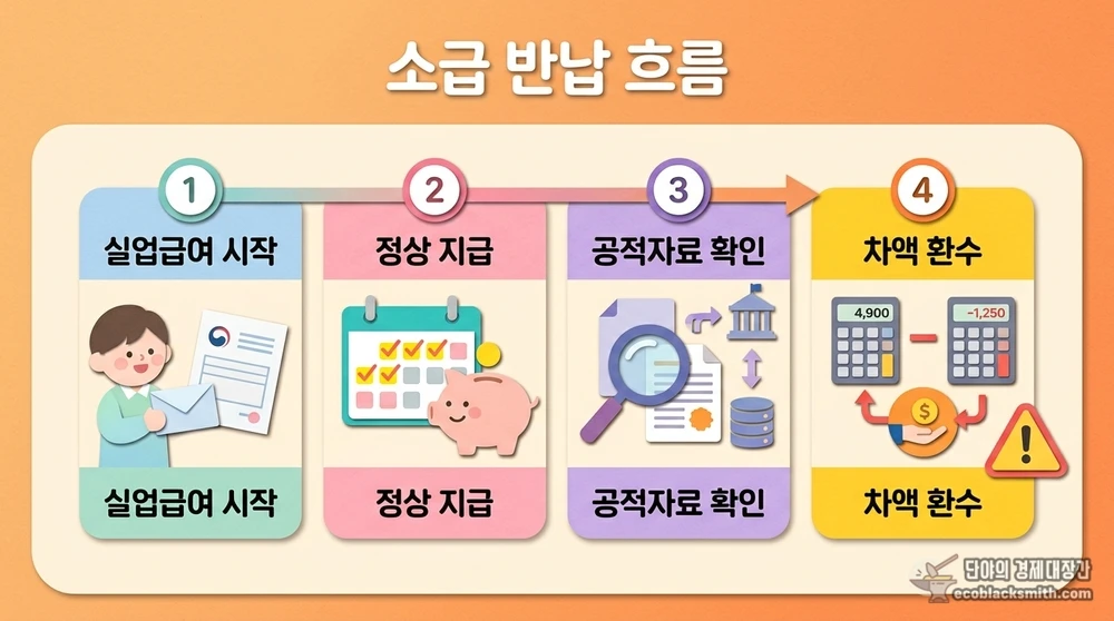 실업급여 수급부터 주거급여 소급 환수까지 이어지는 반납 통보 과정