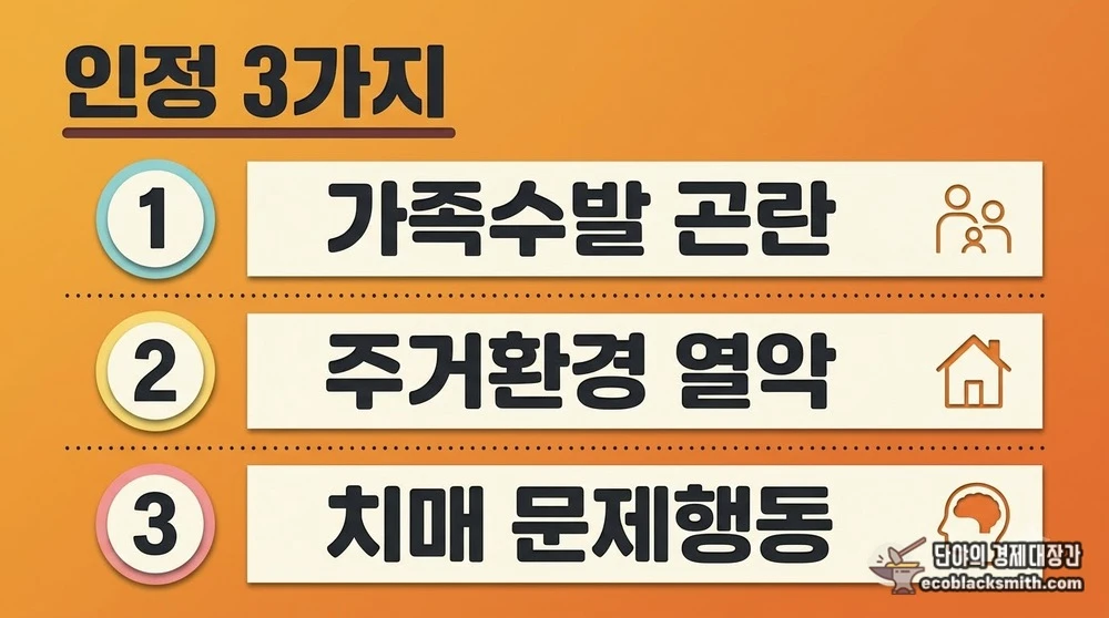 시설급여 예외 인정 3가지 사유를 한 장으로 정리한 요약
