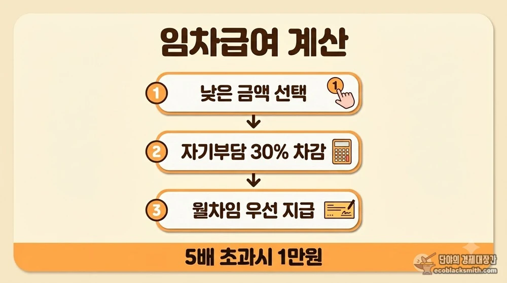 임차급여 계산 3단계와 자기부담금 차감 방식 흐름 정리