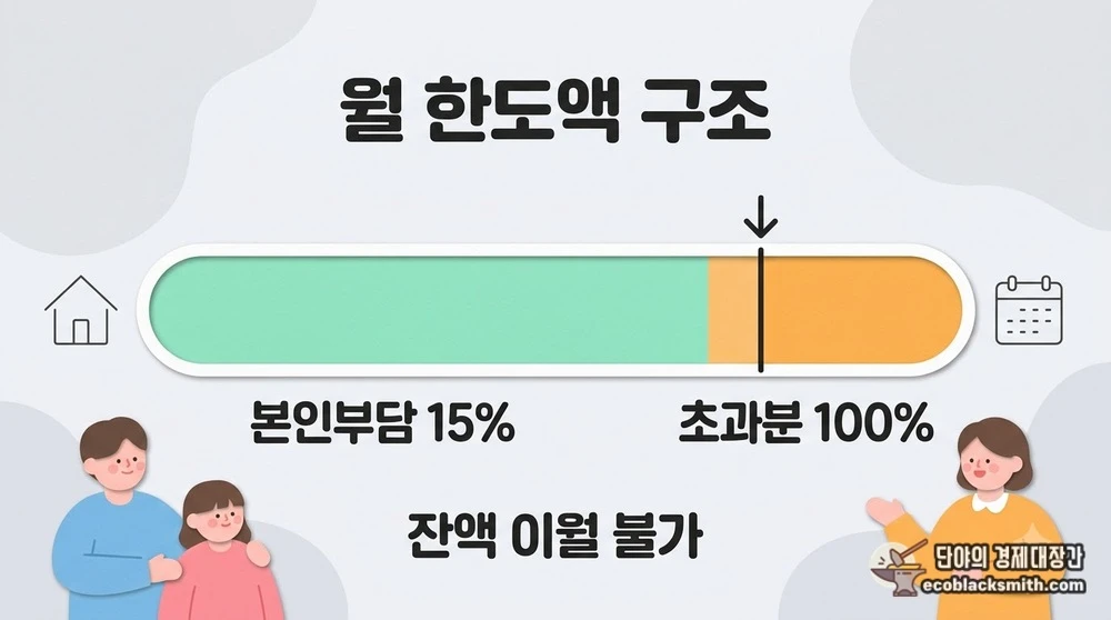 월 한도액 안에서는 15%, 초과분은 전액 부담이라는 장기요양 비용 구조 요약