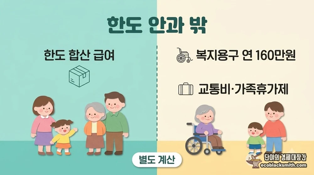 복지용구 연 160만원과 교통비 등 월 한도액에 포함되지 않는 비용 구분 정리